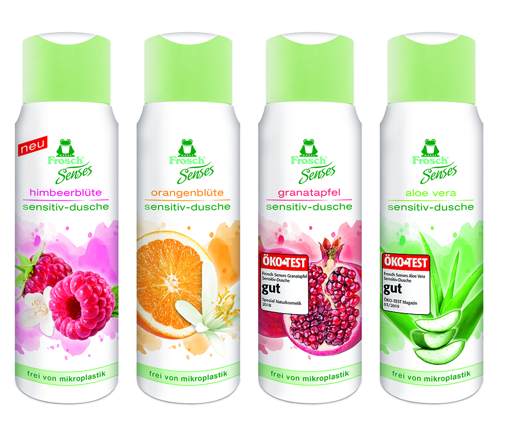 Shower gel bottles made of 100% PCR material